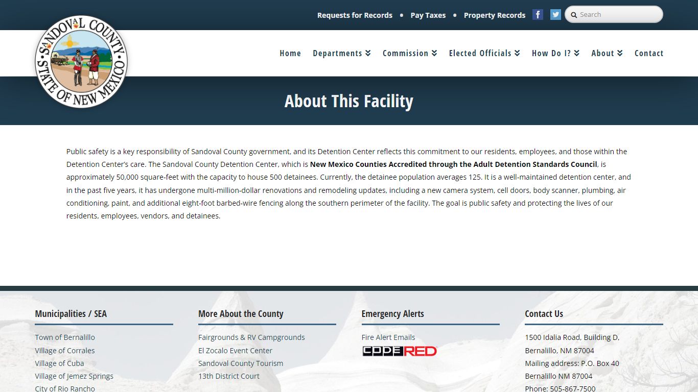 About This Facility - Sandoval County